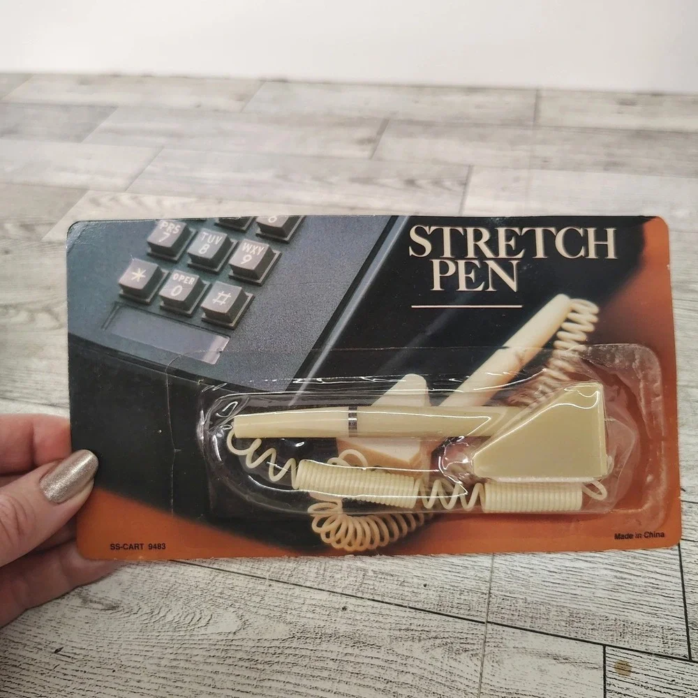 Retro Telephone‑Cord Stretch Pen Vintage Desk Accessory NIP